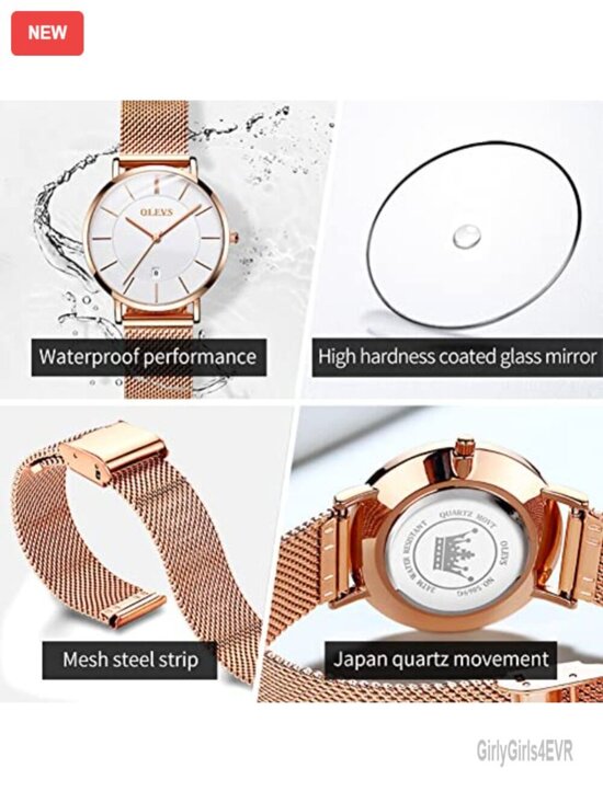 Analog Quartz Wristwatch with Bracelet Set - Gift for Her